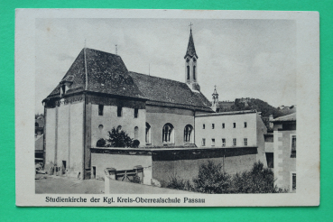 AK Passau / 1920er Jahre / Königliche Kreis Oberrealschule Schule / Studienkirche / Architektur